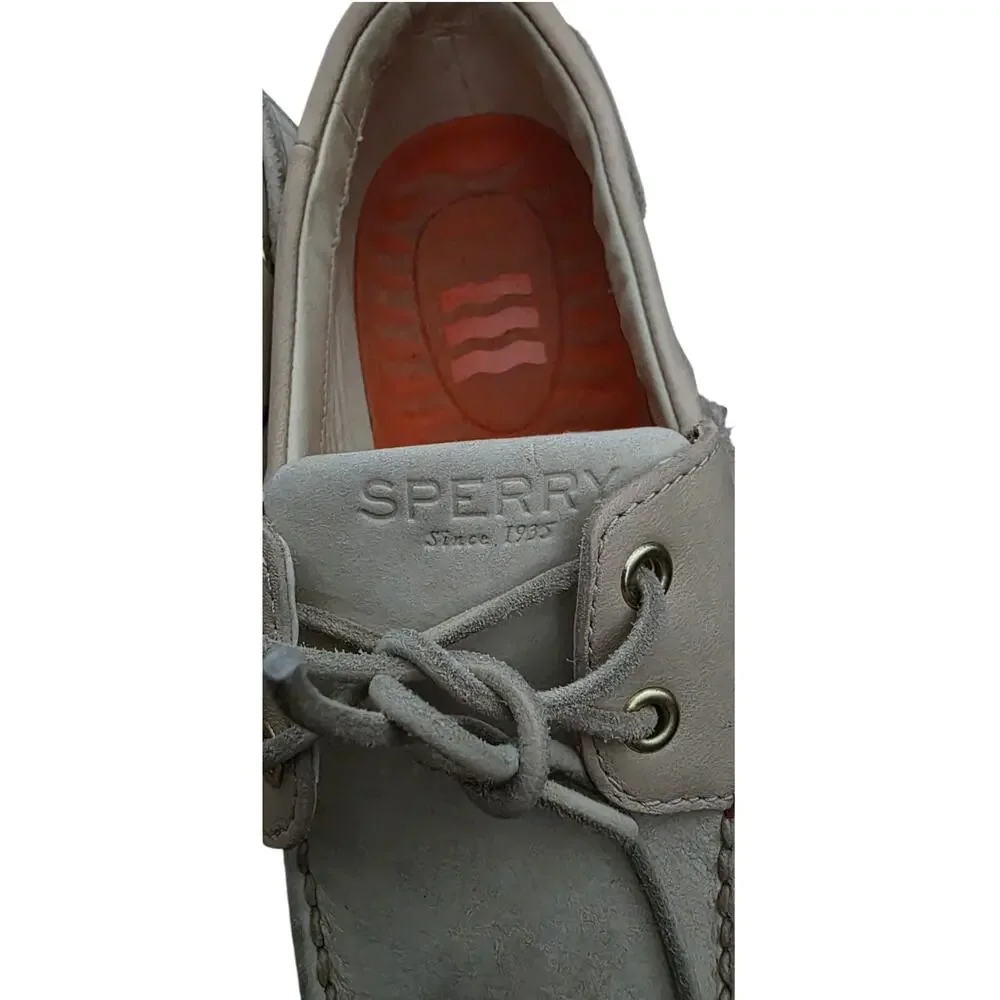 Sperry Boat Shoes Bahama Plushwave Mens US 7.5 Bone Leather Low Top Lace Up